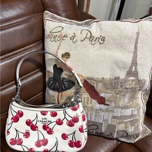 Coach White Leather Mini Shoulder Bag with Red Cherry Print